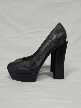 Marni Metallic Leather Wood Platform Heels 8